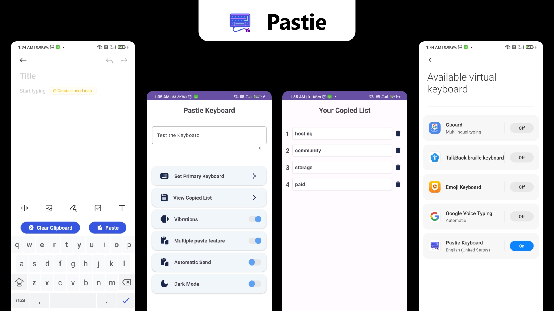 Pastie — Custom Keyboard Clipboard Android App